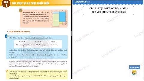 Bài 1 Chương 1. Đơn thức và đa thức nhiều biến - Toán 8 - Chân trời sáng tạo