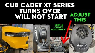 Cub Cadet XT Lawn Tractor Turns Over But Will Not Start. How to adjust Choke on 7000 series Kohler.