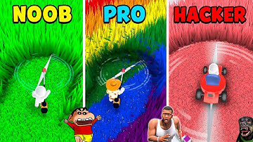 SHINCHAN NOOB VS PRO VS HACKER IN Mow My Lawn | WITH FRANKLIN AND CHOP | DREAM SQUAD OP