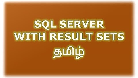 EXECUTE WITH RESULT SETS in SQL Server Tamil