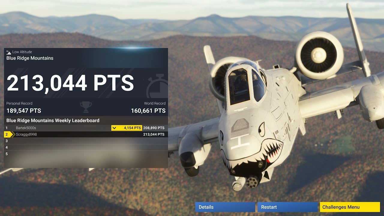 First Attempt Valley Run in the A-10 | Blue Ridge Mountains Challenge | MSFS Challenge League