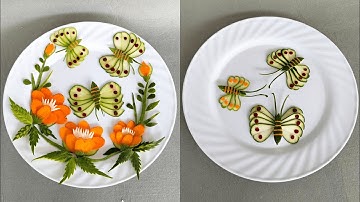 MY TRAN 77 TỈA HOA VỚI BƯỚM TỪ DƯA LEO VÀ CÀ RỐT- MY TRAN BUTTON FLOWER WITH BUTTERFLY FROM CARROOT