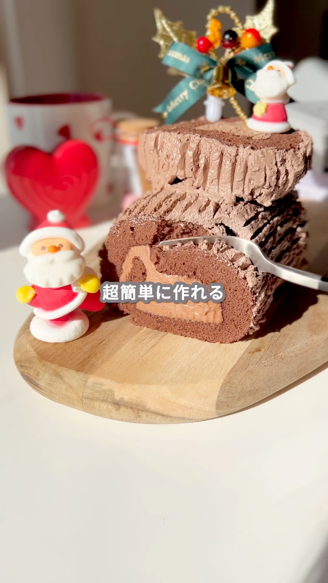 Easy Sweets] How to make a Christmas Buche de Noel (shorts) - YouTube