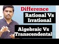 Difference between Rational Number|Irrational Number|Algebraic Number|Transcendental Number