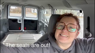 Living in my van | Build series Part 1: I got the seats out and made window covers! #vanlife #build