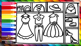 Dibuja y Colorea Un Armario👗👚👖💍👒💄👟👠🌈 Dibujos Para Niños