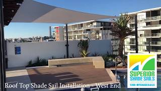 Roof Top Shade Sail Installation - West End, Brisbane Resimi