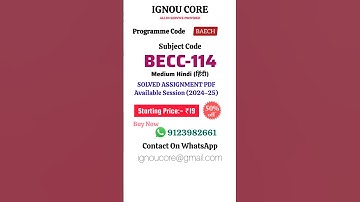 BECC 114 Solved Assignment PDF 2024-25 in Hindi, BAECH program BECC-114 Solved assignments