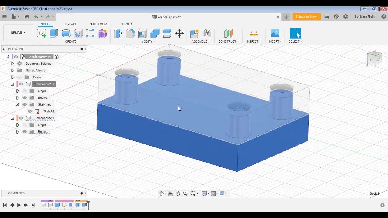 Fusion 360 CAD CAM programozás magyarul – ötödik  rész – alkatrészek mozgása és rajzkészítés