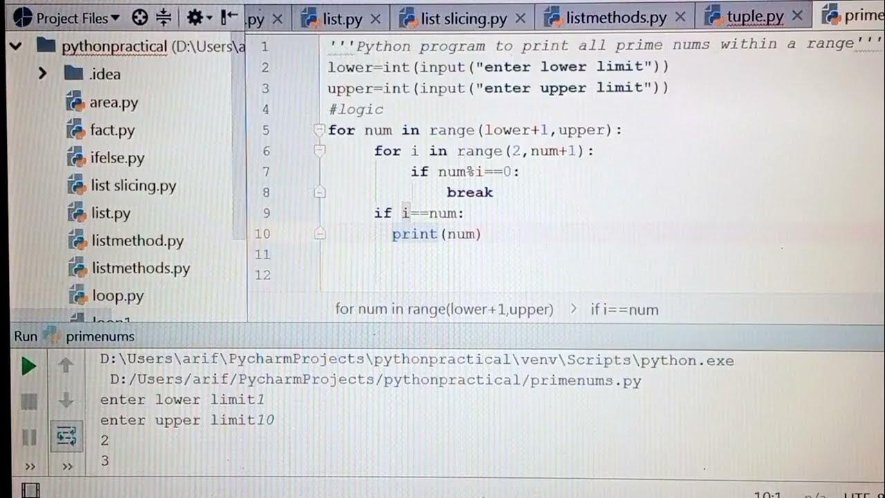 Python Program to Print all Prime Numbers in an interval in Hindi ...