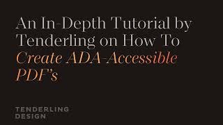Tenderling Tutorials: How To Create ADA-Accessible PDF's