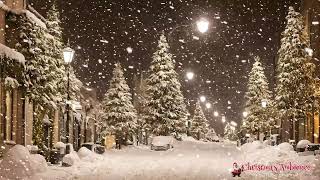 A City Street On A Stormy Snowy Winter Night