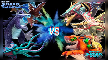 3 vs 3 Battle ! (Metldown,Kraken,Alpha Zombie,Abysshark,Ancient Megalodon,Sharkjira! - Evo vs World
