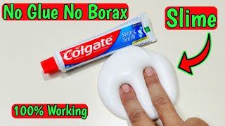 No Glue Toothpaste Slime ASMR l How to make slime with toothpaste l How to make slime without glue