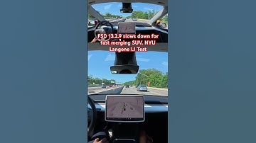 FSD 13.2.9 slows down for fast merging SUV. NYU Langone LI Test #teslafsd #fsdbeta #fsd