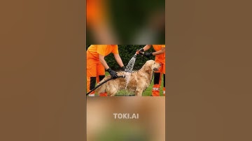 Rescue Team Saves Golden Retriever from Ants! 🧯🐶💦 #dog #shorts