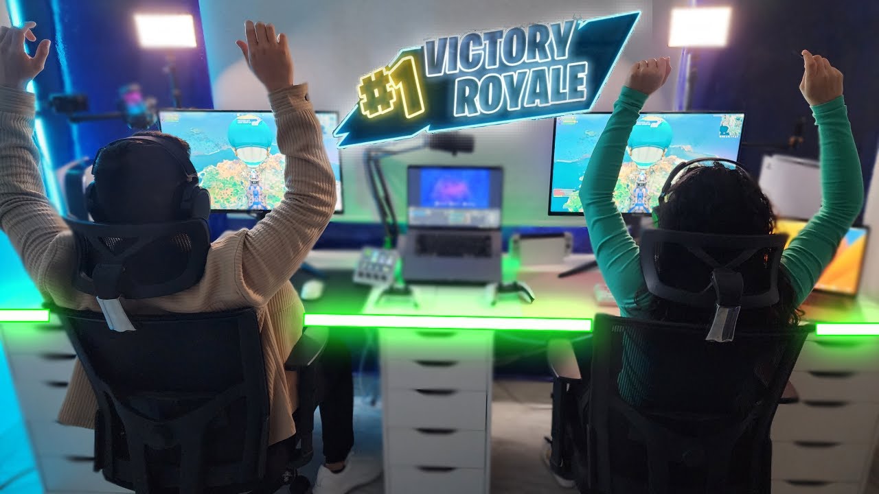 PAREJA JUGANDO FORTNITE EN EL MEJOR GAMING SET UP