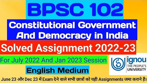 BPSC 102 Solved Assignment 2022-23 | BPSC 102 | IGNOU Solved Assignment 2022-23 | Tech Jethiya 2023