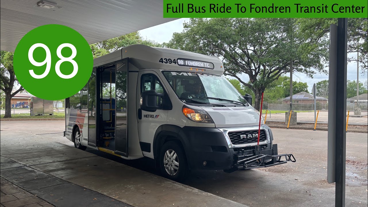 HoustonMETRO Route 98 Full Bus Ride to Fondren Transit Center - YouTube