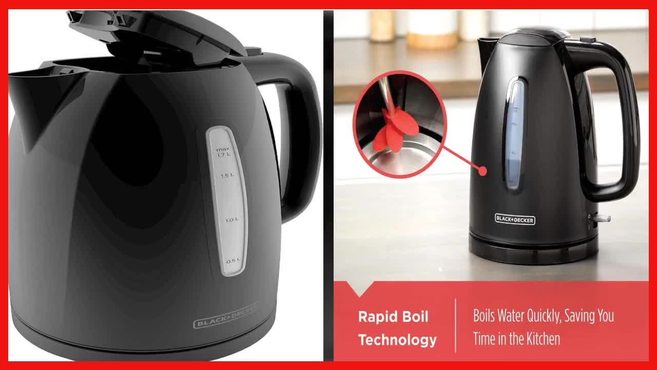 BLACK+DECKER 1.7L Rapid Boil Electric Cordless Kettle, Black