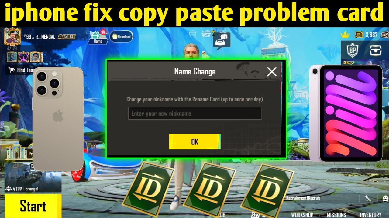 How to fix copy and paste problem in Pubg mobile iphone iPad friend ...