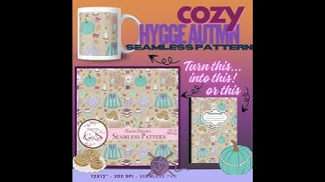 Cozy Hygge Autumn 🍂 Seamless Pattern | Hand-Drawn Digital Design