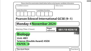 IGCSE | Biology | Paper 1B | November 2024 | Pearson Edexcel |