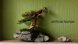 Artificial bonsai sculpture from natural materials