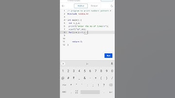 program to print numbers pattern 4 #cprogramming #codingguru #shorts 😎