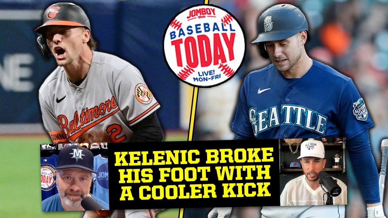 Jarred Kelenic breaks foot kicking a water cooler... Baseball Today YouTube