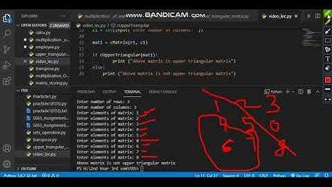 How to find upper triangular matrix using python program (without using inbuilt function)