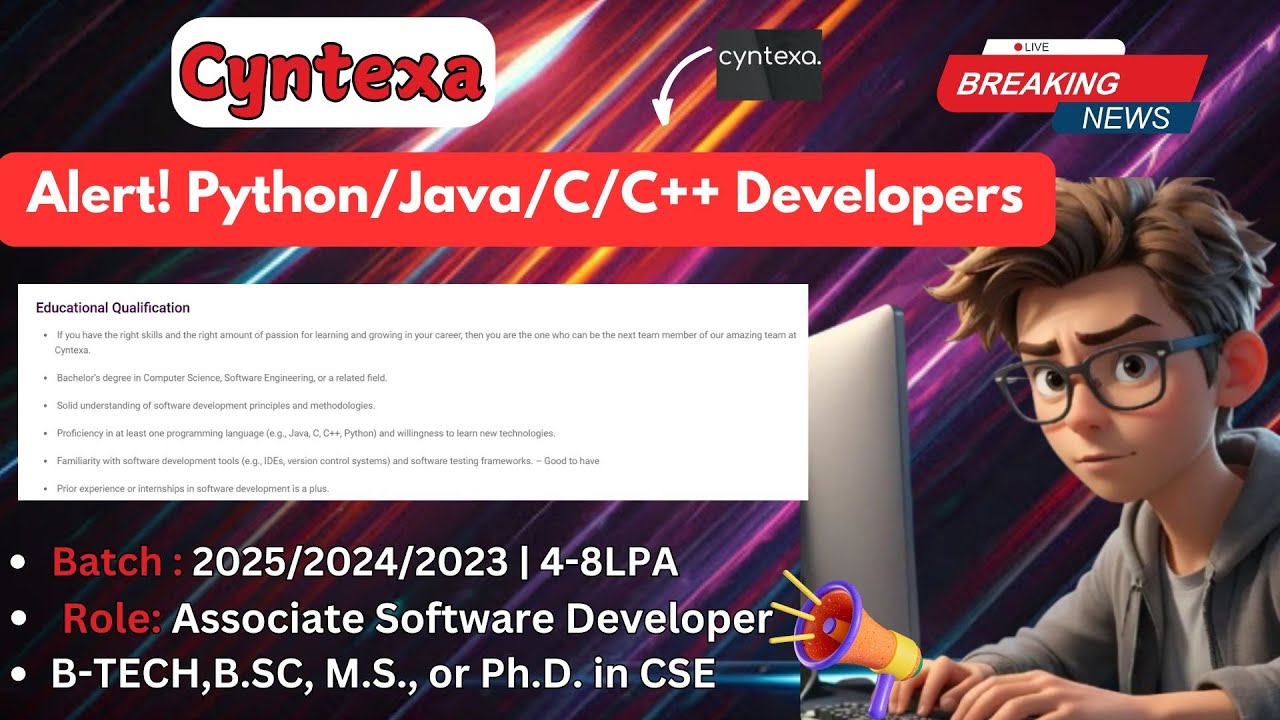🎯Alert! Python/Java/C/C++ Developers Cyntexa is hiring off Campus for ...