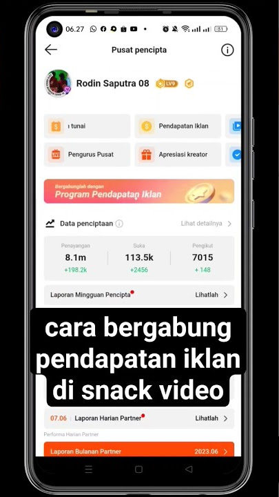 cara bergabung pendapatan iklan di snack video