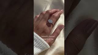 Gorgeous Samantha floral cluster diamond engagement ring crafted in 18K white gold. #engagementring