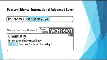 Unit 6 January 2024  - A2 Chemistry Edexcel -  Dr  Hanaa Assil