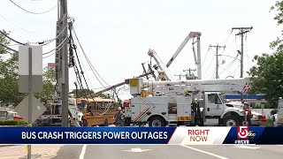 School bus takes down wires, pole in crash