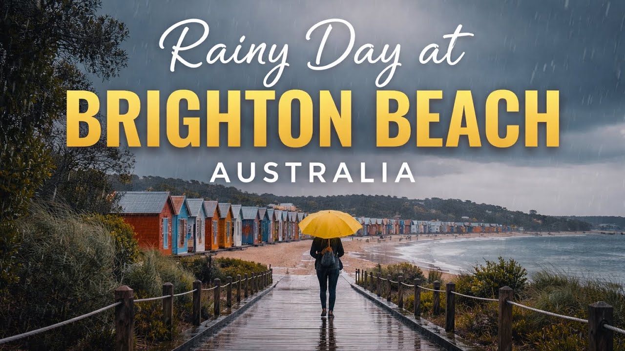 Rainy Day at Brighton Beach, Australia | Peaceful Coastal Walk | Relaxing