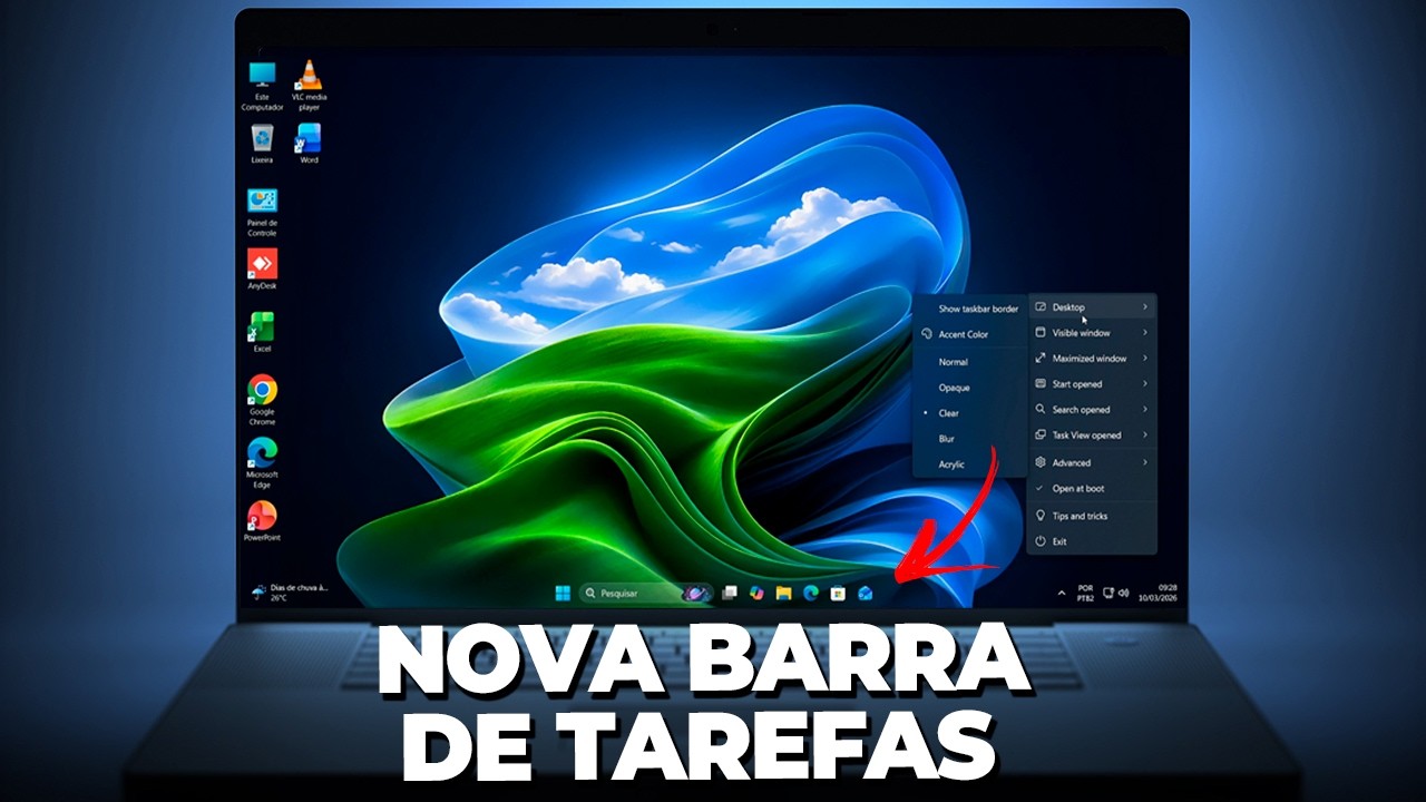 Nova BARRA de TAREFAS para Windows CHEGOU Novos EFEITOS e Novo Papel de PAREDE