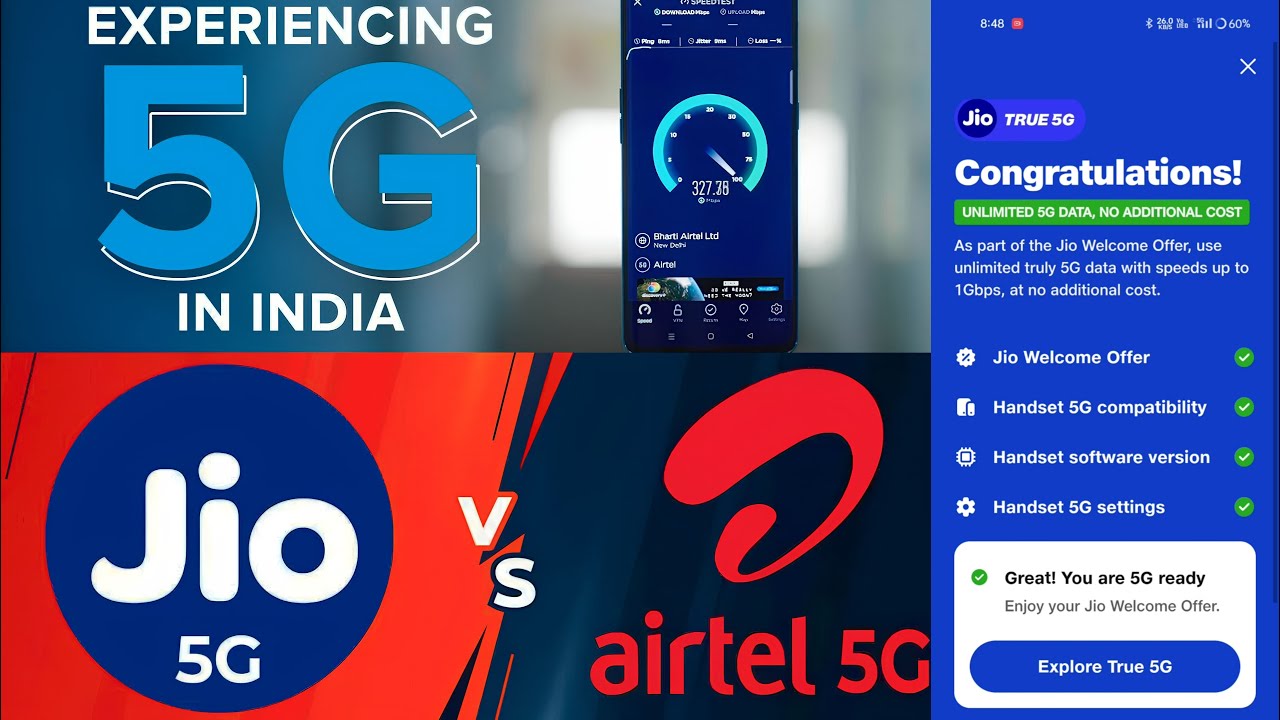 Jio 5G VS Airtel | 5G Real Speed Test in India | Airtel 5G Vs Jio 5G ...