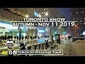 First big Toronto Snowfall of 2019 Autumn season ( Toronto 4k video walk)