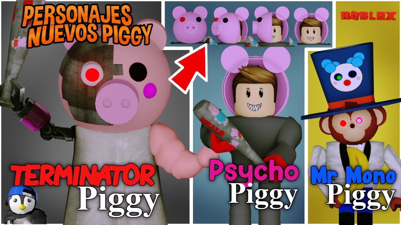 Piggy Roblox Te Muestro Nuevos Personajes De Piggy Terminator Piggy Loco Disfrazado De Piggy Youtube - piggy roblox imagenes de todos los personajes de piggy