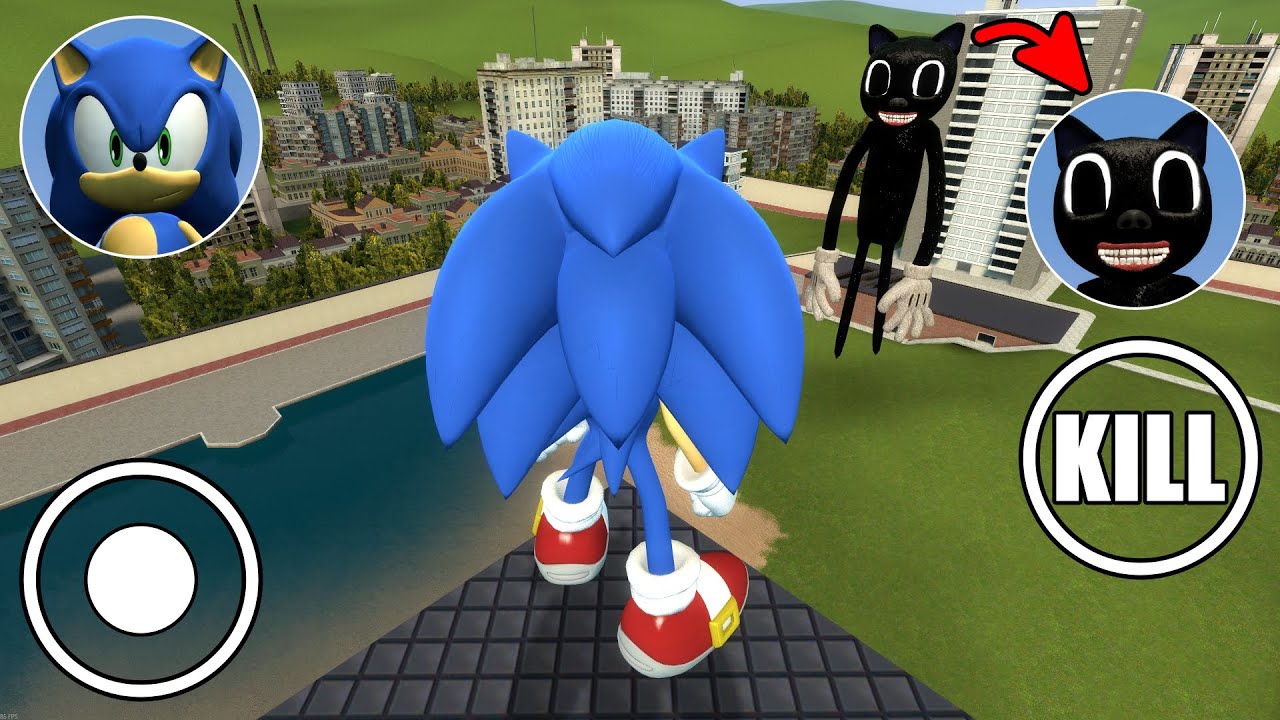 Я СТАЛ СОНИКОМ против ГИГАНТСКОГО МУЛЬТФИЛЬМОВОГО КОТИКА в Garry's Mod!