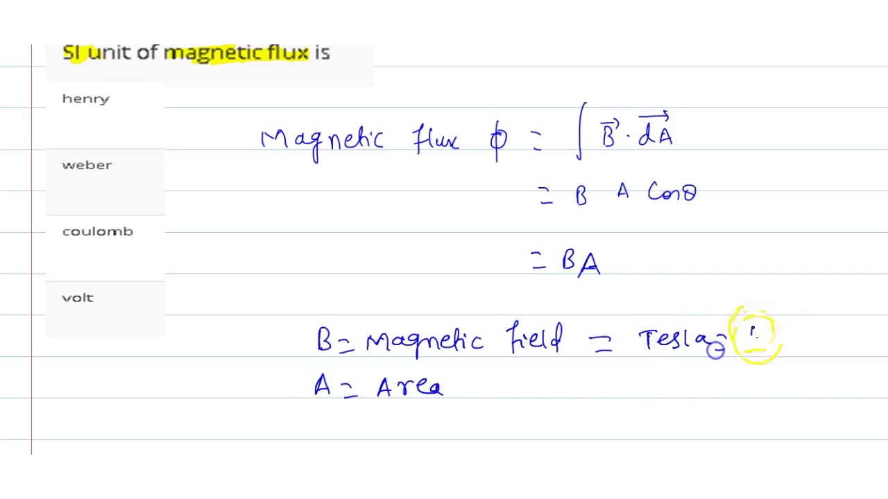 Si Unit Of Magnetic Flux Is Youtube