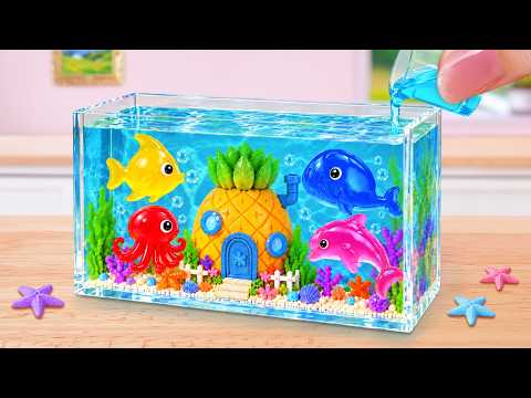 Tiny Ocean Aquarium Cake🐟Miniature Sea Animals Jelly Recipe 💦Mini Cakes