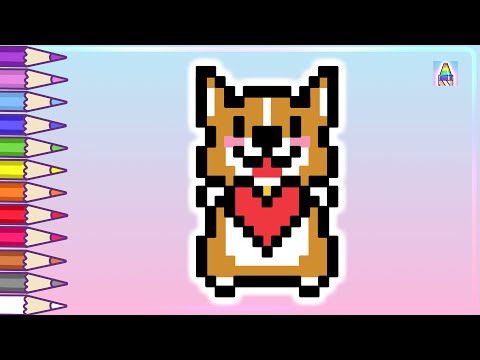 Pixel Art | Как нарисовать СОБАЧКУ по клеточкам | Рисунки по клеточкам | Coloring Kids