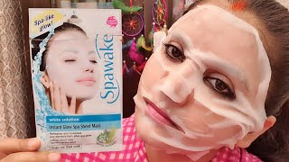 Spawake white solution instant glow spa sheet mask review & demo | skincare in 10 minutes | RARA