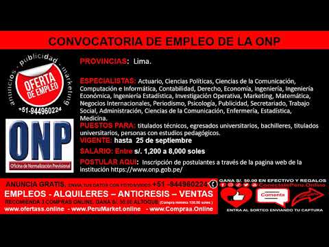 #CONVOCATORIA DE #EMPLEO #ONP