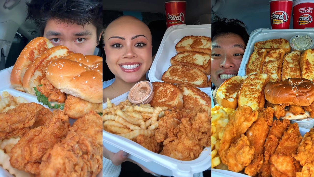 TIKTOK Mukbang Compilation | Cane's, Wingstop, Dave's Hot Chicken, McDOnald's, Wendy's & More!