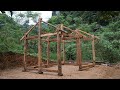 How To Build house, Full Shelter Build with Hand Tools | Primitive Skills