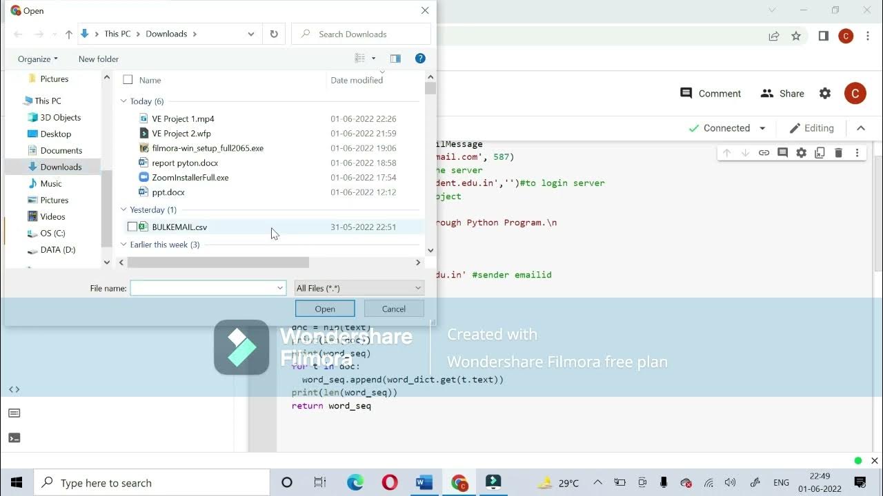 Mass Mailing program using python in .csv file format - YouTube